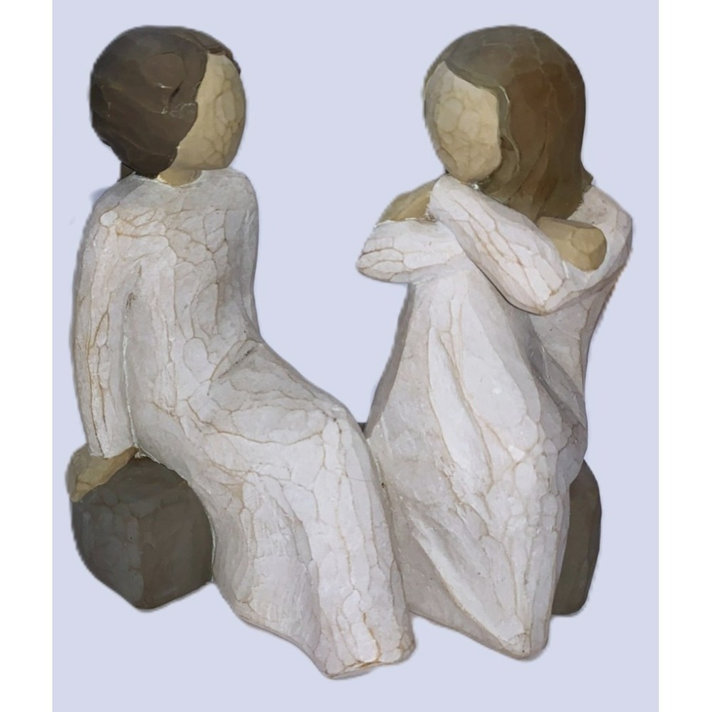 Vtg WILLOW TREE Folk Art Figurine DEMDACO Heart Soul Mate Couple '02 Susan Lordi